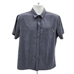 Vuori Mens Shirt Large Bridge Button Down Vintage Charcoal Pattern Lightweight